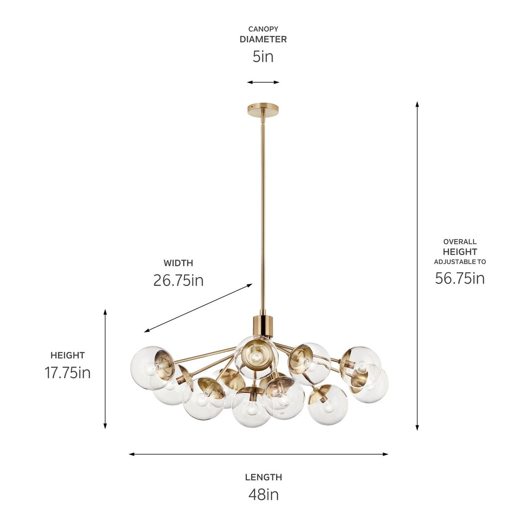 Kichler Canada - 52703CPZCLR - 12 Light Linear Chandelier Convertible - Silvarious - Champagne Bronze