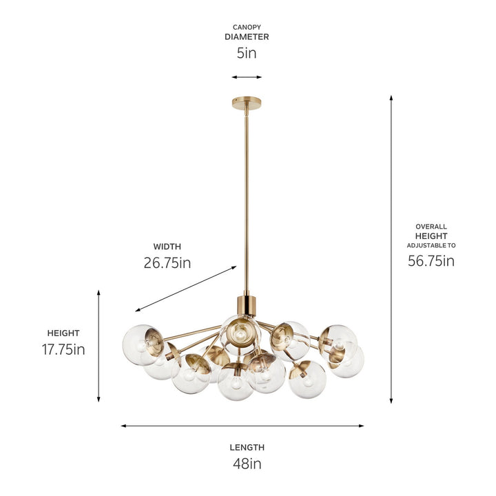 Kichler Canada - 52703CPZCLR - 12 Light Linear Chandelier Convertible - Silvarious - Champagne Bronze