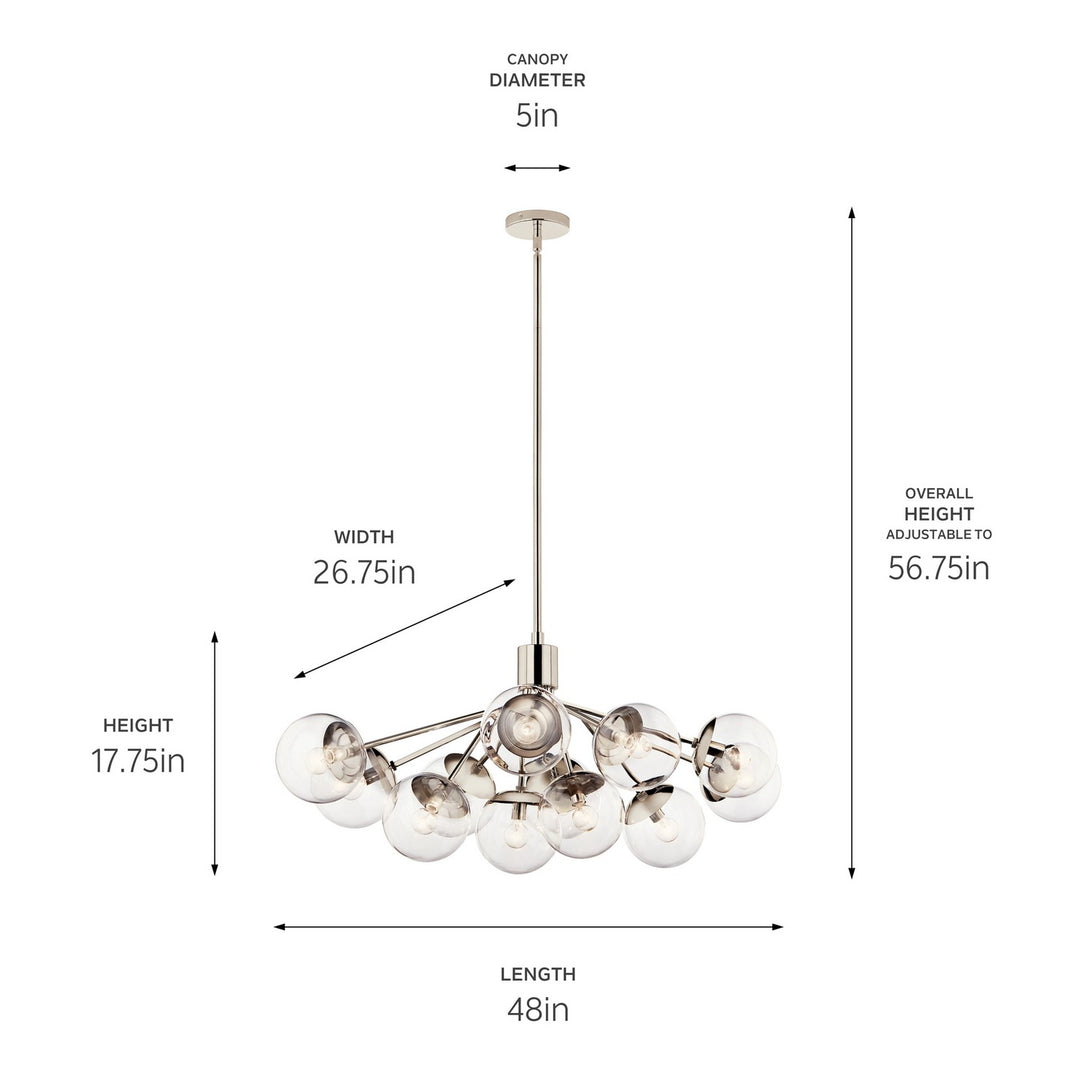 Kichler Canada - 52703PNCLR - 12 Light Linear Chandelier Convertible - Silvarious - Polished Nickel