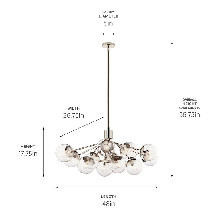 Kichler Canada - 52703PNCLR - 12 Light Linear Chandelier Convertible - Silvarious - Polished Nickel