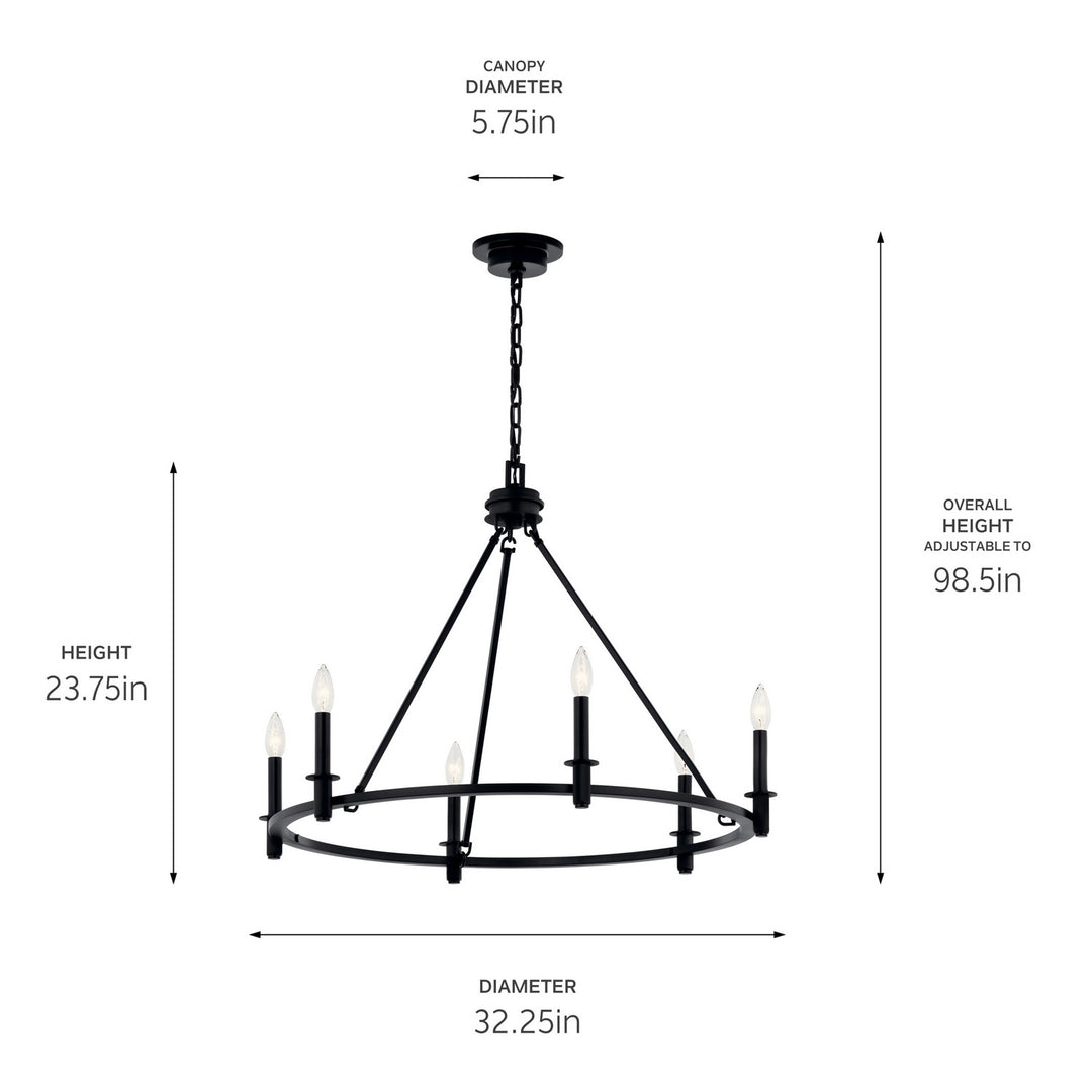 Kichler Canada - 52705BK - Six Light Chandelier - Carrick - Black