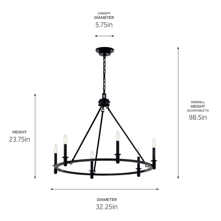 Kichler Canada - 52705BK - Six Light Chandelier - Carrick - Black