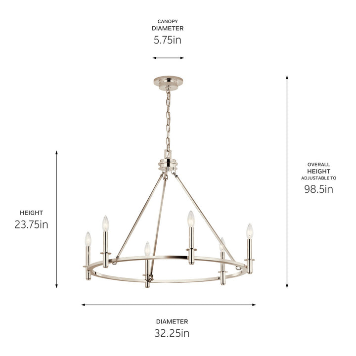 Kichler Canada - 52705PN - Six Light Chandelier - Carrick - Polished Nickel