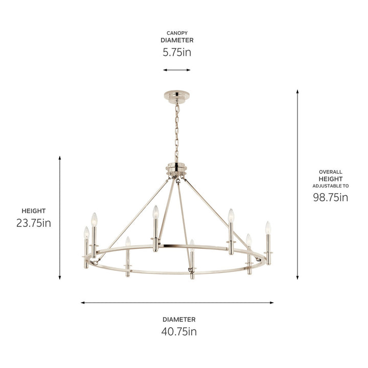 Kichler Canada - 52706PN - Eight Light Chandelier - Carrick - Polished Nickel