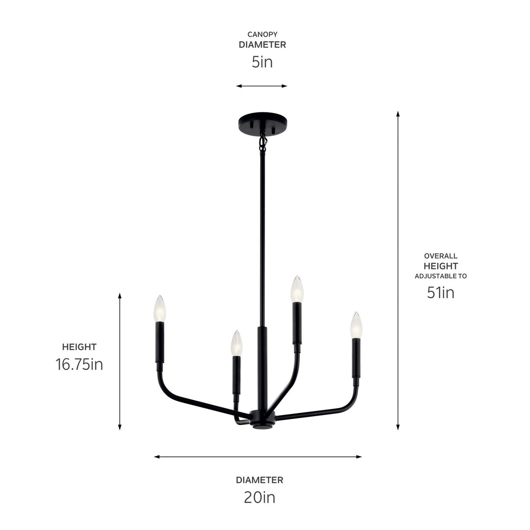 Kichler Canada - 52716BK - Four Light Chandelier/Semi Flush Mount - Madden - Black