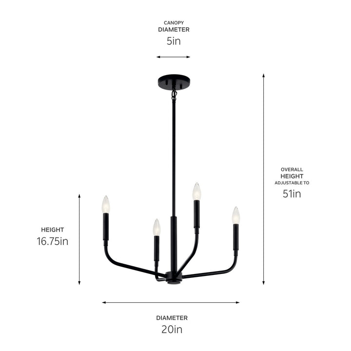 Kichler Canada - 52716BK - Four Light Chandelier/Semi Flush Mount - Madden - Black