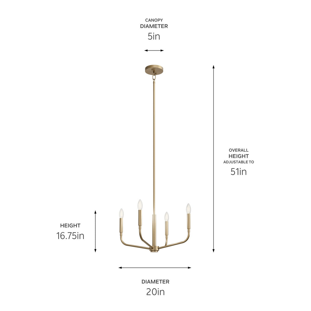 Kichler Canada - 52716CPZ - Four Light Chandelier/Semi Flush Mount - Madden - Champagne Bronze