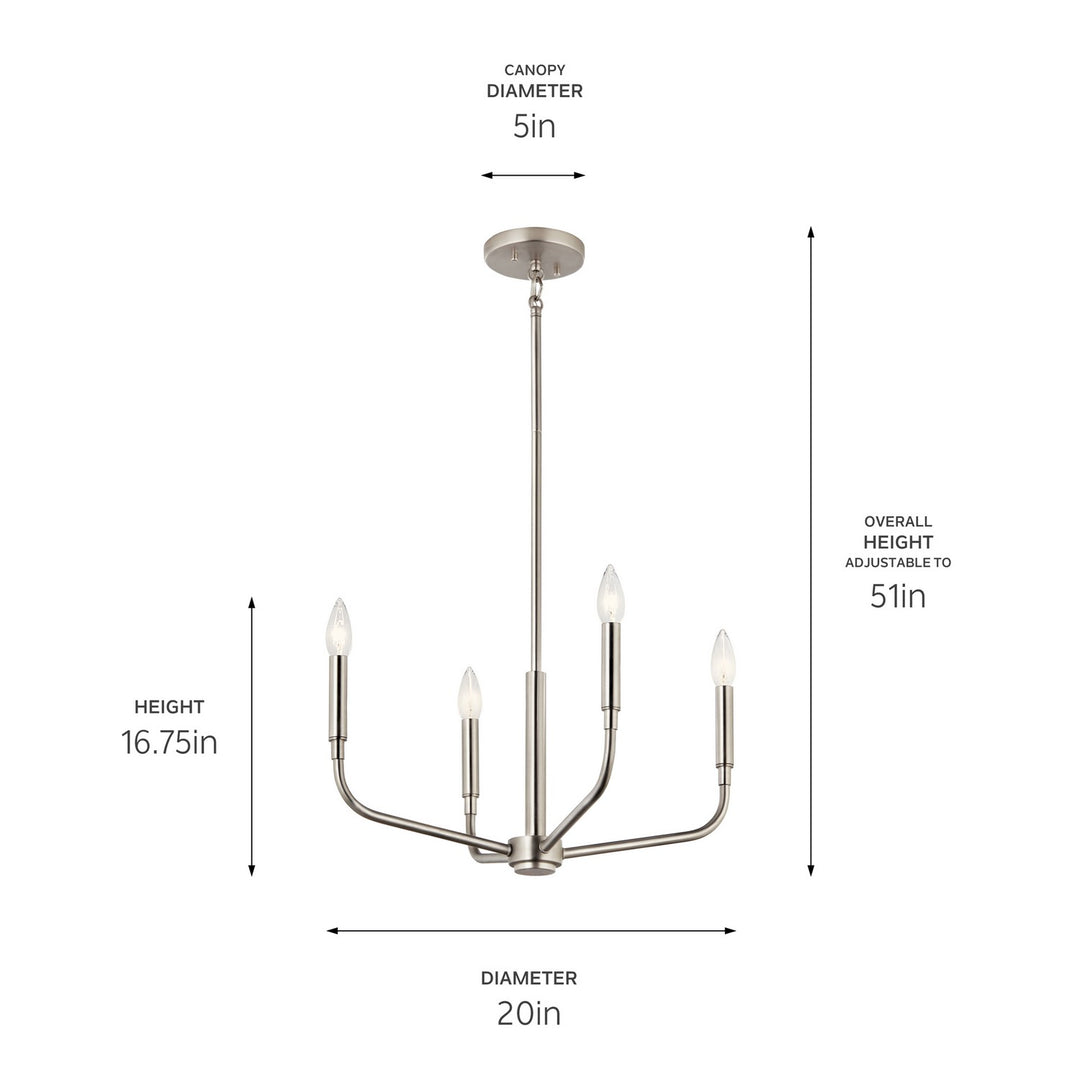 Kichler Canada - 52716NI - Four Light Chandelier/Semi Flush Mount - Madden - Brushed Nickel