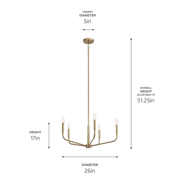 Kichler Canada - 52717CPZ - Five Light Chandelier - Madden - Champagne Bronze