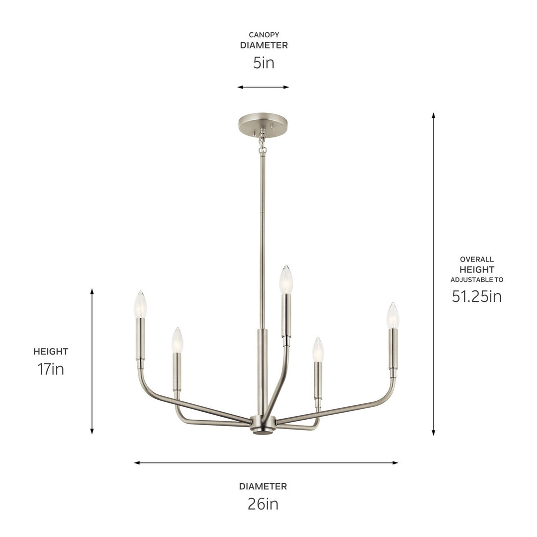 Kichler Canada - 52717NI - Five Light Chandelier - Madden - Brushed Nickel