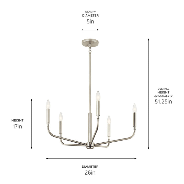 Kichler Canada - 52717NI - Five Light Chandelier - Madden - Brushed Nickel
