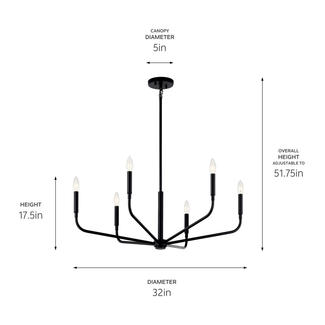 Kichler Canada - 52718BK - Six Light Chandelier - Madden - Black