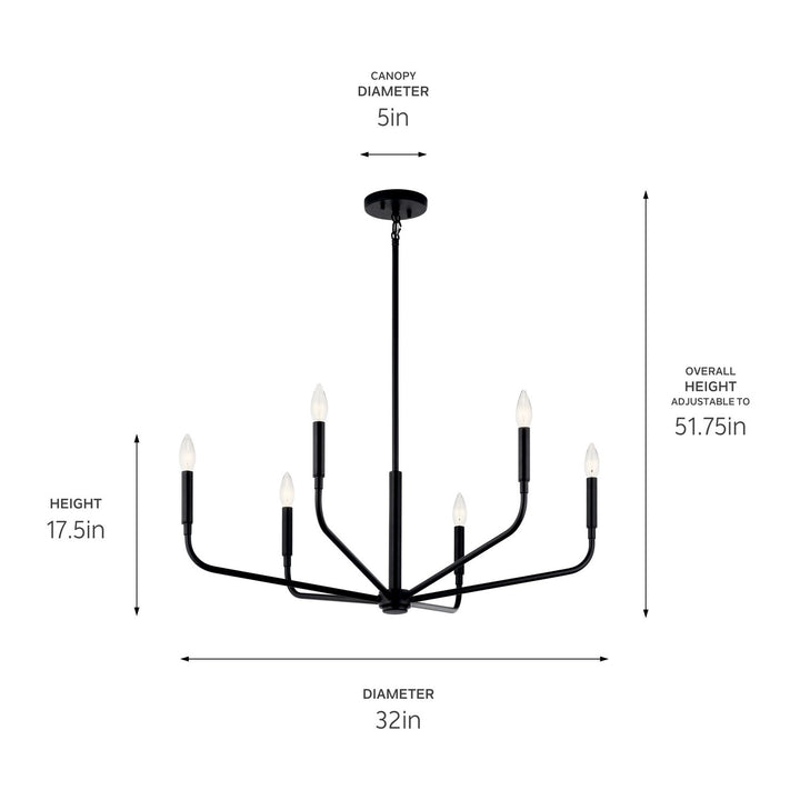Kichler Canada - 52718BK - Six Light Chandelier - Madden - Black