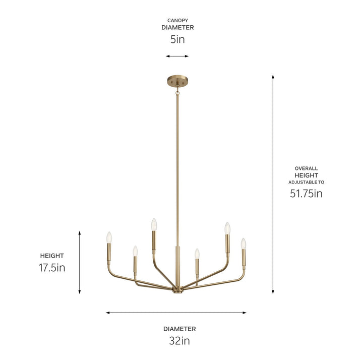 Kichler Canada - 52718CPZ - Six Light Chandelier - Madden - Champagne Bronze