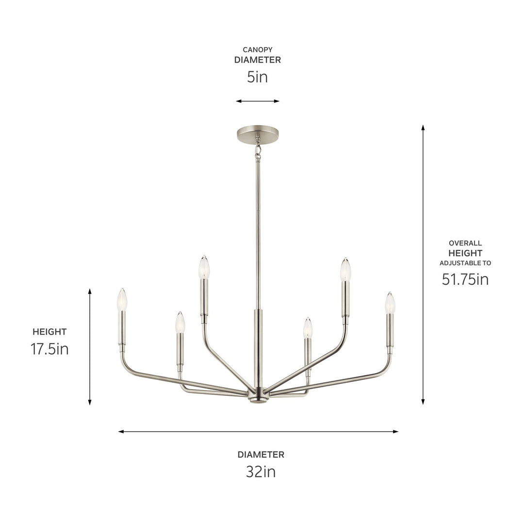 Kichler Canada - 52718NI - Six Light Chandelier - Madden - Brushed Nickel