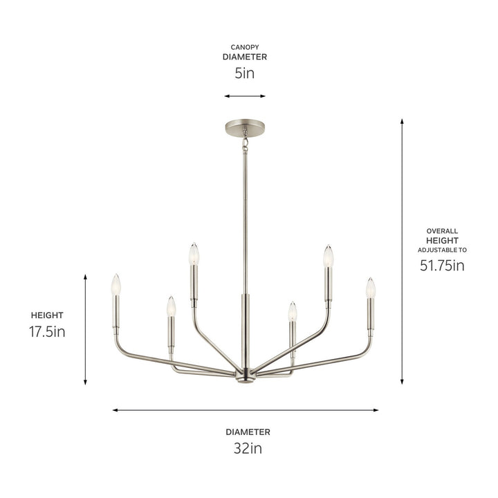 Kichler Canada - 52718NI - Six Light Chandelier - Madden - Brushed Nickel