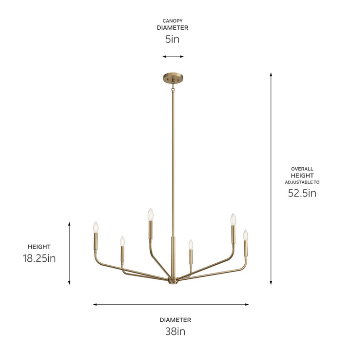 Kichler Canada - 52719CPZ - Six Light Chandelier - Madden - Champagne Bronze