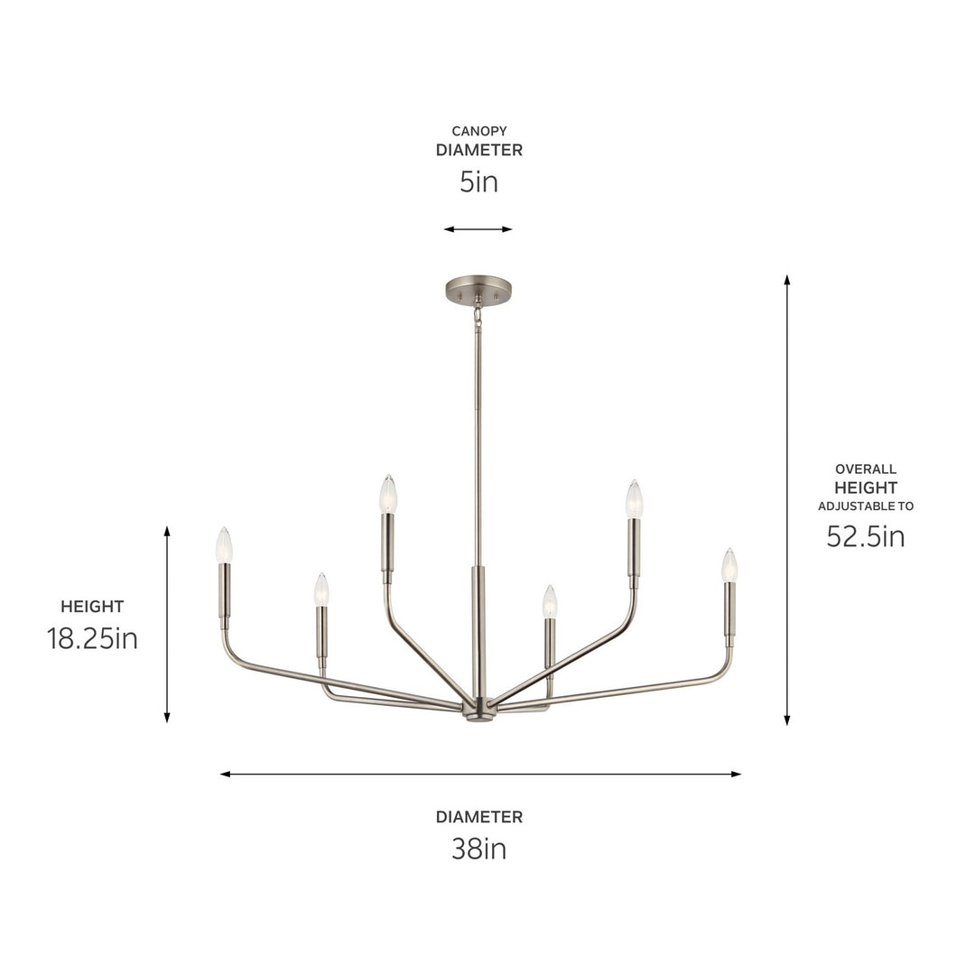Kichler Canada - 52719NI - Six Light Chandelier - Madden - Brushed Nickel
