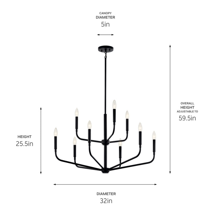 Kichler Canada - 52720BK - Nine Light Chandelier - Madden - Black