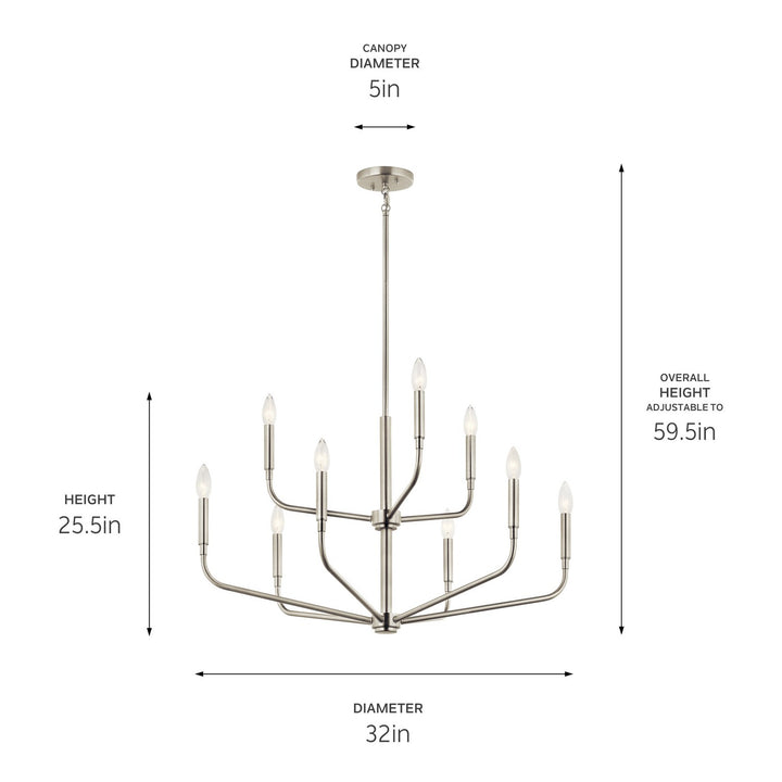 Kichler Canada - 52720NI - Nine Light Chandelier - Madden - Brushed Nickel