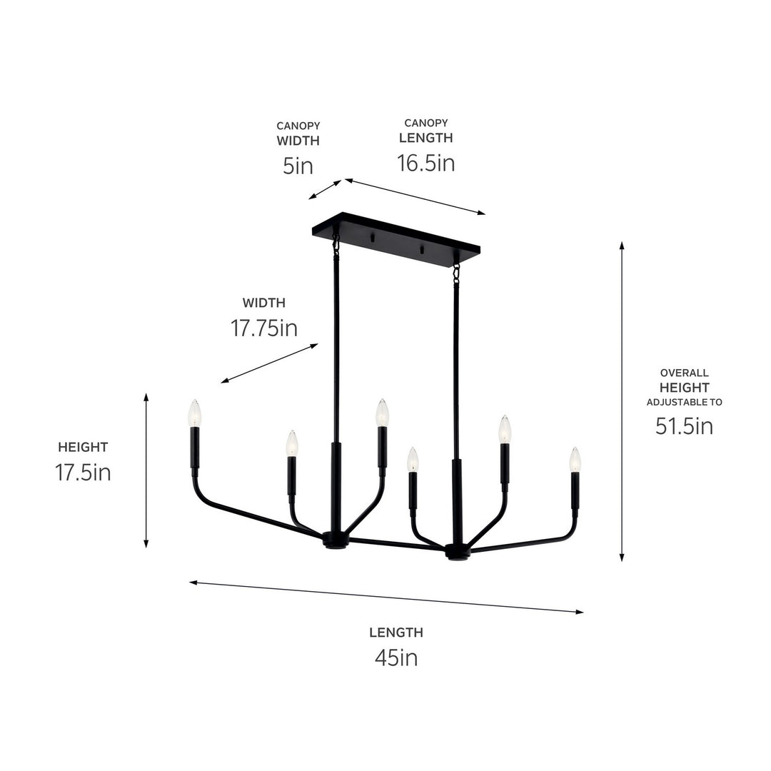 Kichler Canada - 52721BK - Six Light Linear Chandelier - Madden - Black