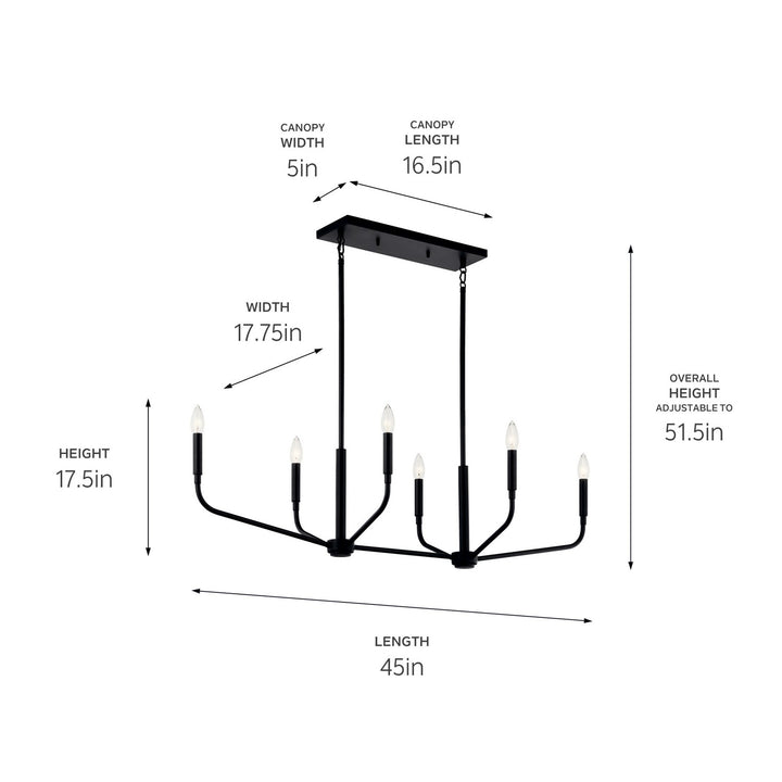 Kichler Canada - 52721BK - Six Light Linear Chandelier - Madden - Black