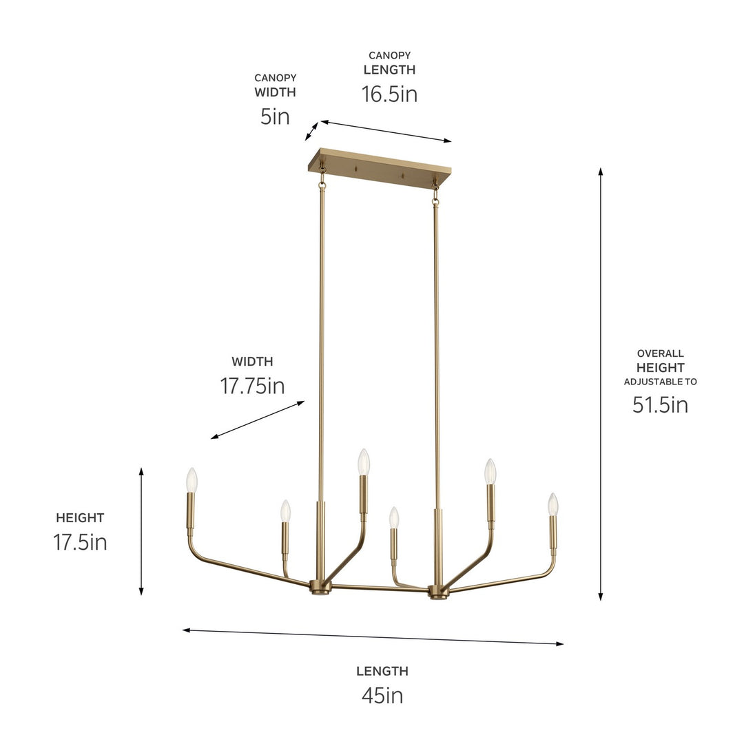 Kichler Canada - 52721CPZ - Six Light Linear Chandelier - Madden - Champagne Bronze