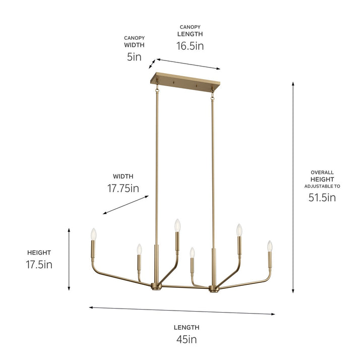 Kichler Canada - 52721CPZ - Six Light Linear Chandelier - Madden - Champagne Bronze