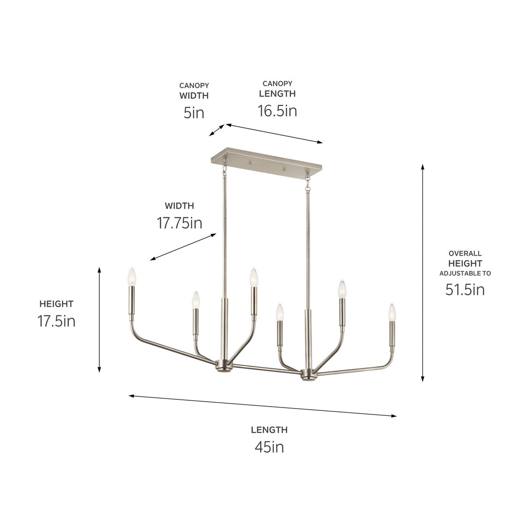 Kichler Canada - 52721NI - Six Light Linear Chandelier - Madden - Brushed Nickel