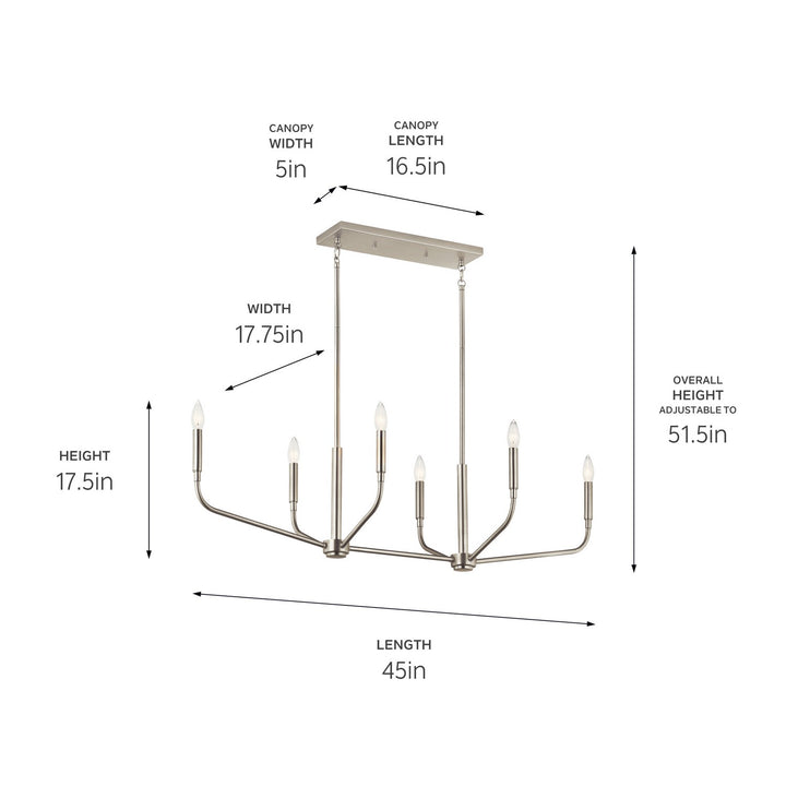 Kichler Canada - 52721NI - Six Light Linear Chandelier - Madden - Brushed Nickel