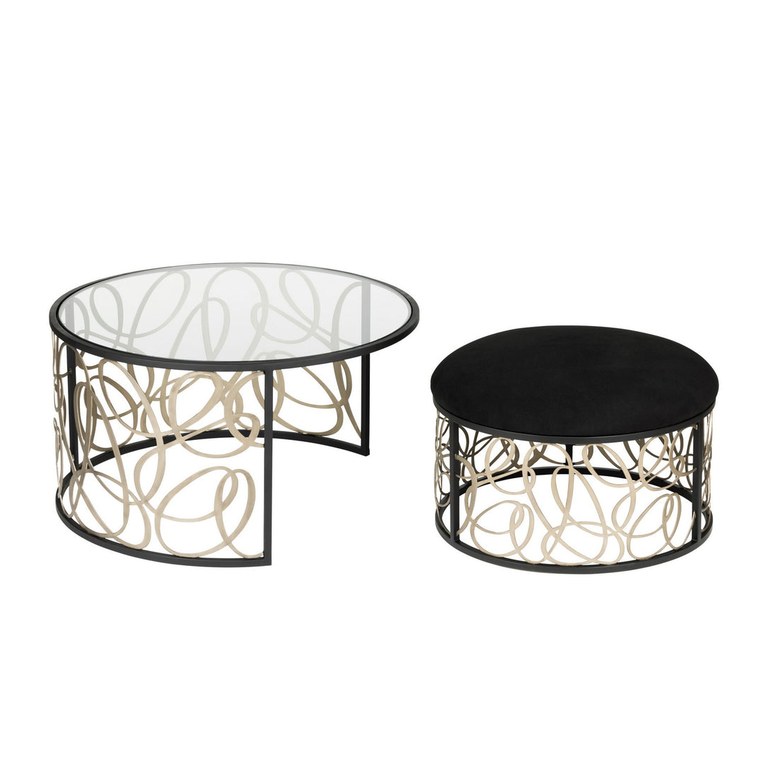 Varaluz - 381TC32NMBAR - Nesting Coffee Table and Ottoman - Scribble - Matte Black/Artifact
