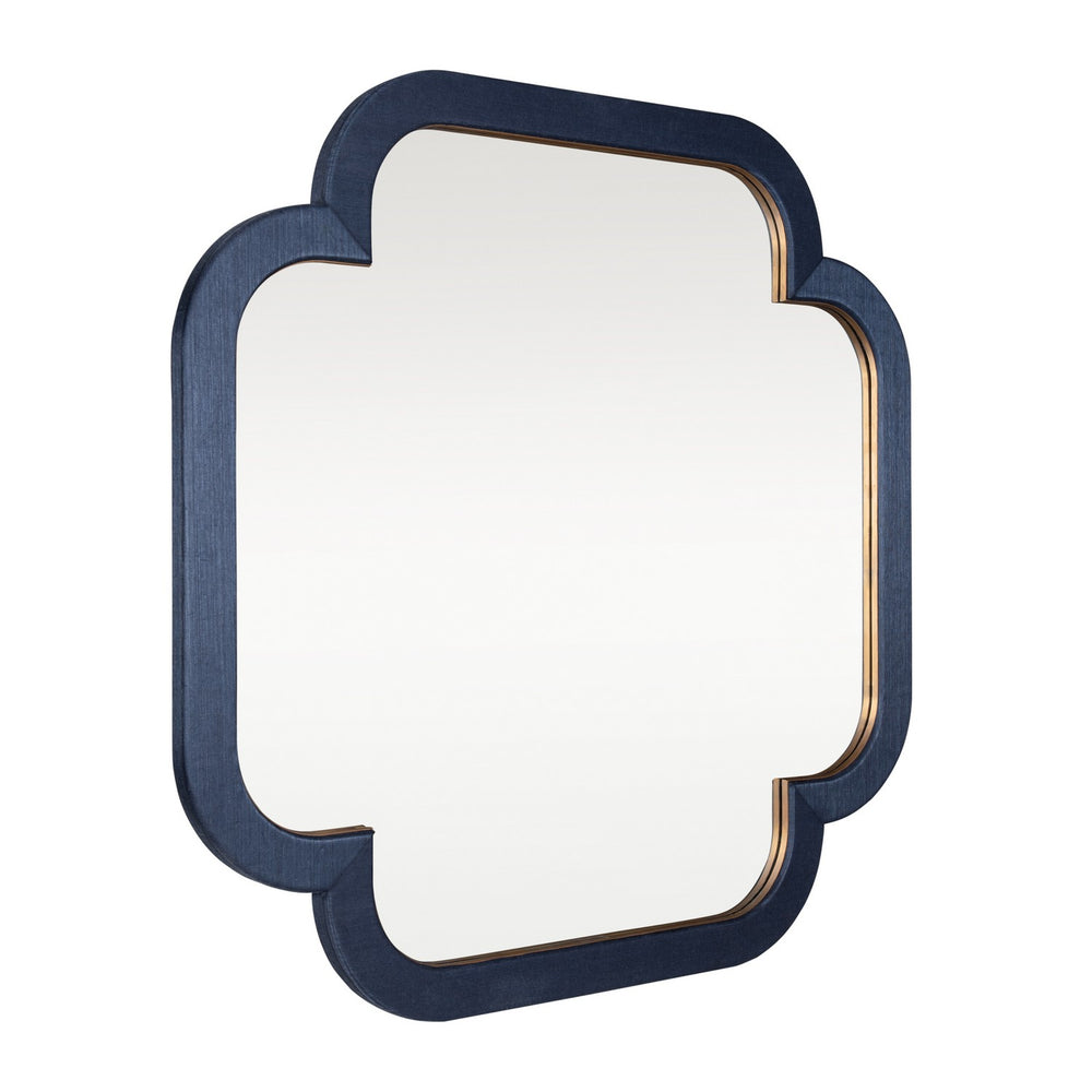 Varaluz - 455MI36A - Wall Mirror - Swiss - Dark Blue Grasscloth/Weathered Brass