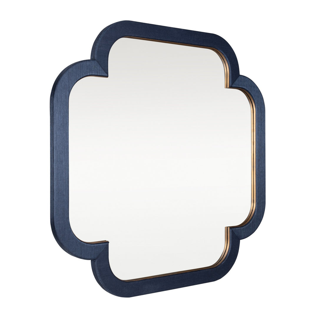 Varaluz - 455MI36A - Wall Mirror - Swiss - Dark Blue Grasscloth/Weathered Brass