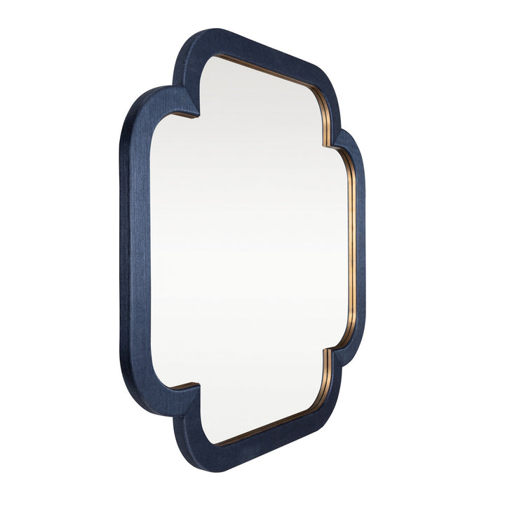 Varaluz - 455MI36A - Wall Mirror - Swiss - Dark Blue Grasscloth/Weathered Brass
