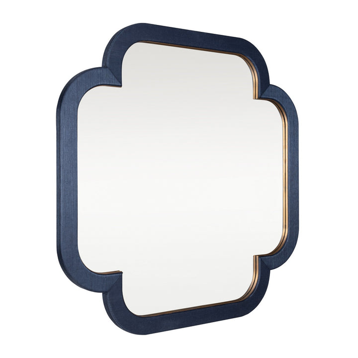 Varaluz - 455MI50A - Wall Mirror - Swiss - Dark Blue Grasscloth/Weathered Brass