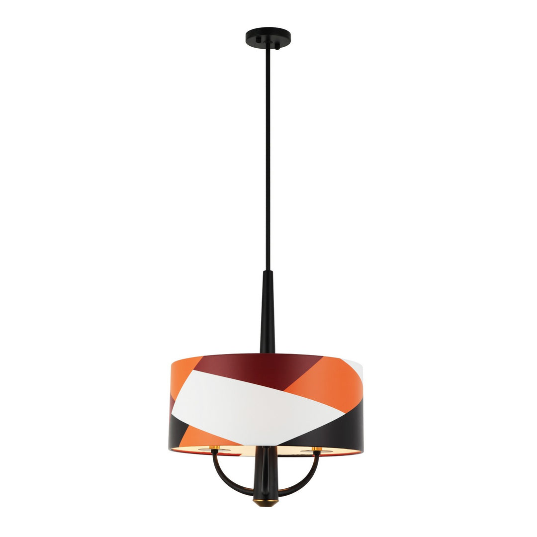 Varaluz - 501P03BLSB - Three Light Pendant - Patchwork - Black/Satin Brass/Patchwork