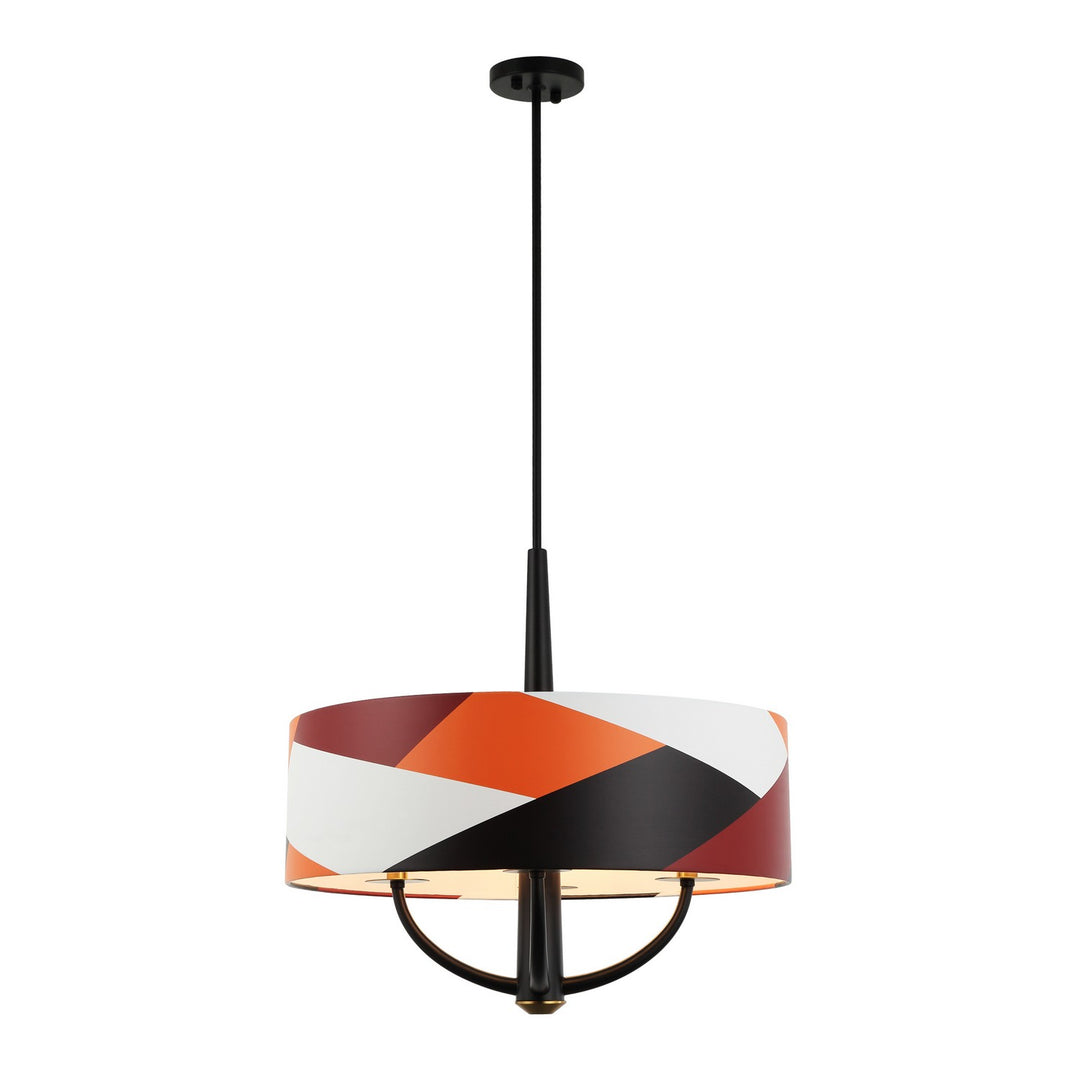 Varaluz - 501P04BLSB - Four Light Pendant - Patchwork - Black/Satin Brass/Patchwork