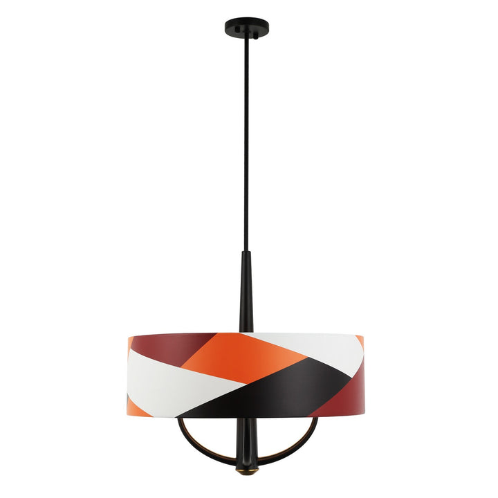 Varaluz - 501P04BLSB - Four Light Pendant - Patchwork - Black/Satin Brass/Patchwork