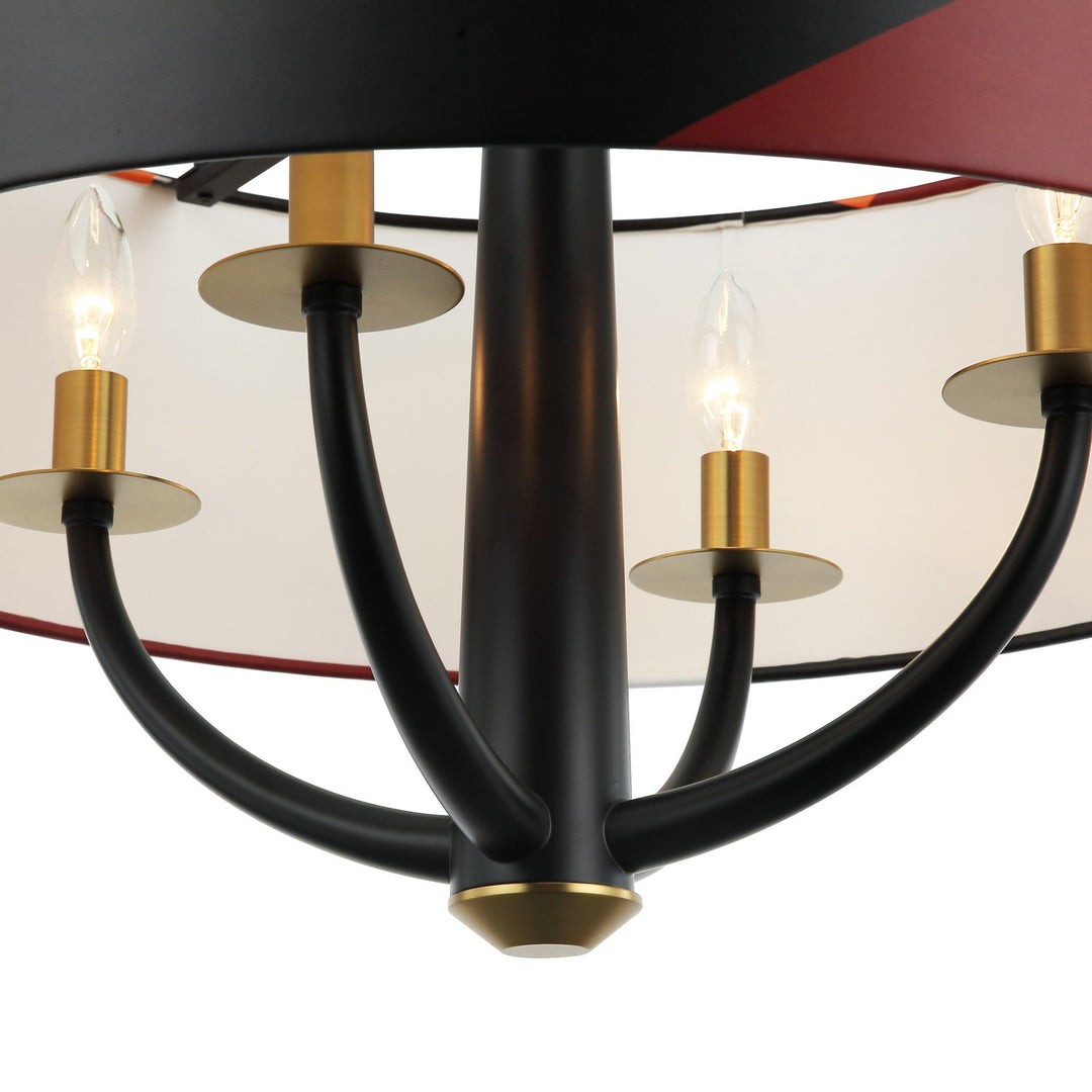 Varaluz - 501P04BLSB - Four Light Pendant - Patchwork - Black/Satin Brass/Patchwork