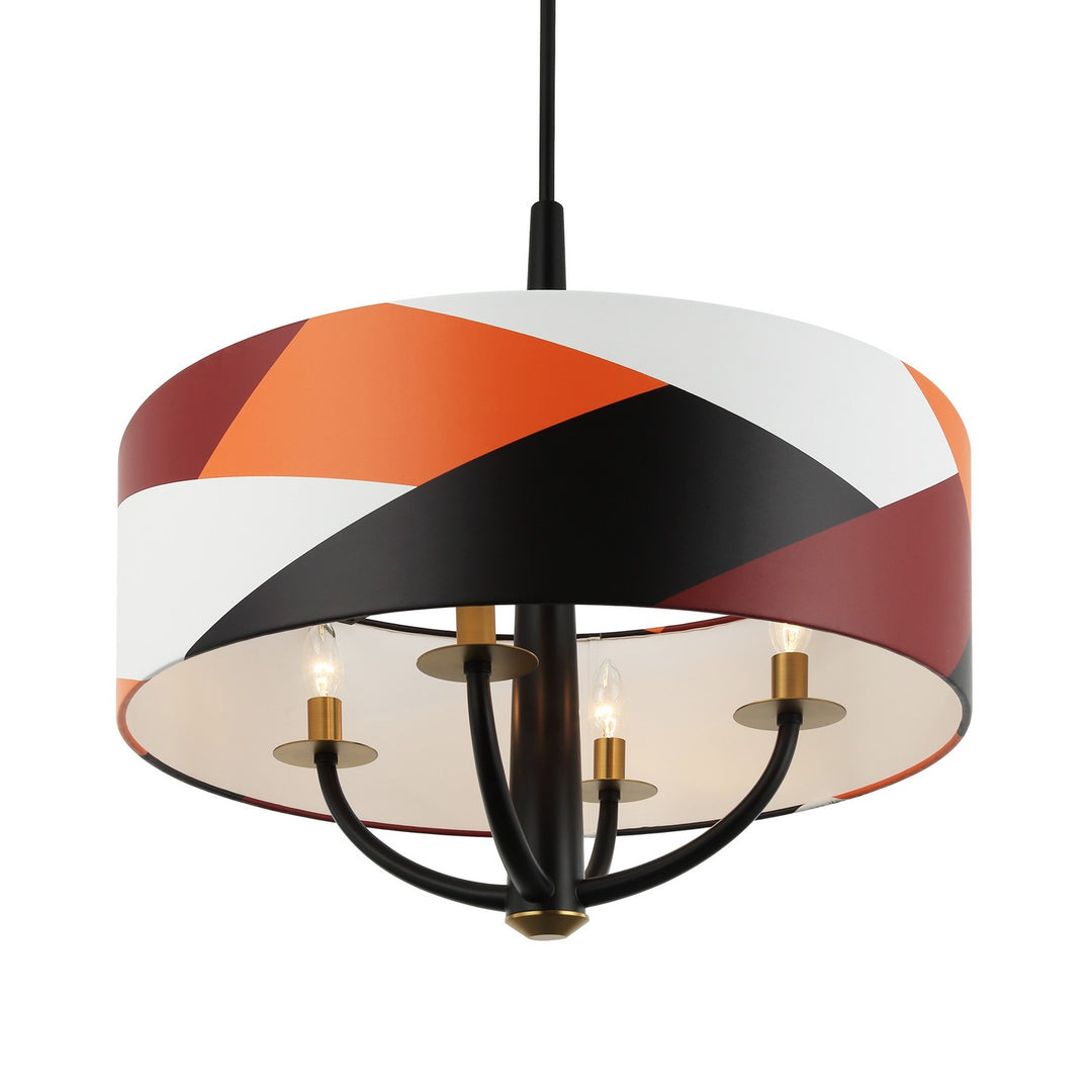 Varaluz - 501P04BLSB - Four Light Pendant - Patchwork - Black/Satin Brass/Patchwork
