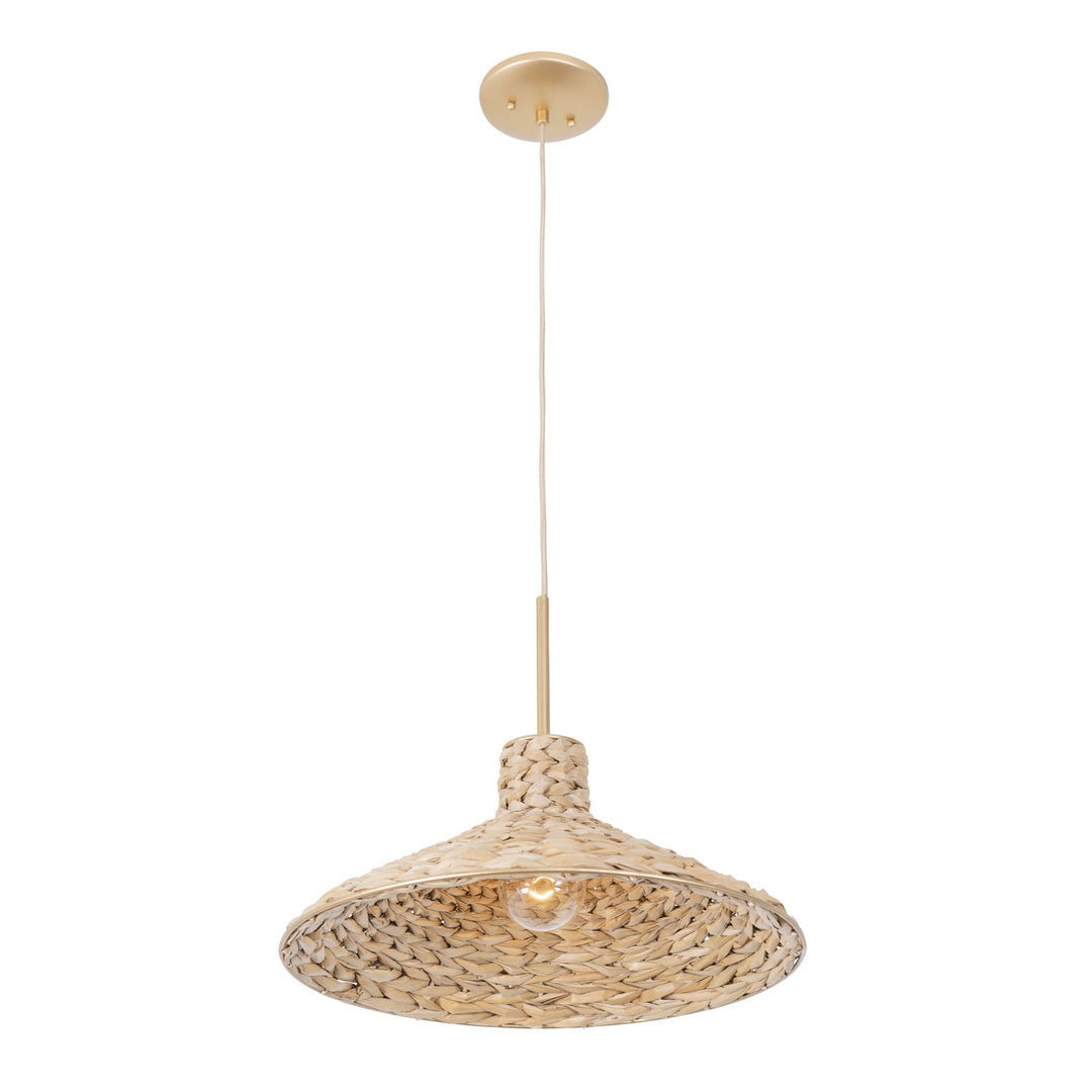 Varaluz - 502P01MFGN - One Light Pendant - Hilton Head - French Gold/Natural Seagrass