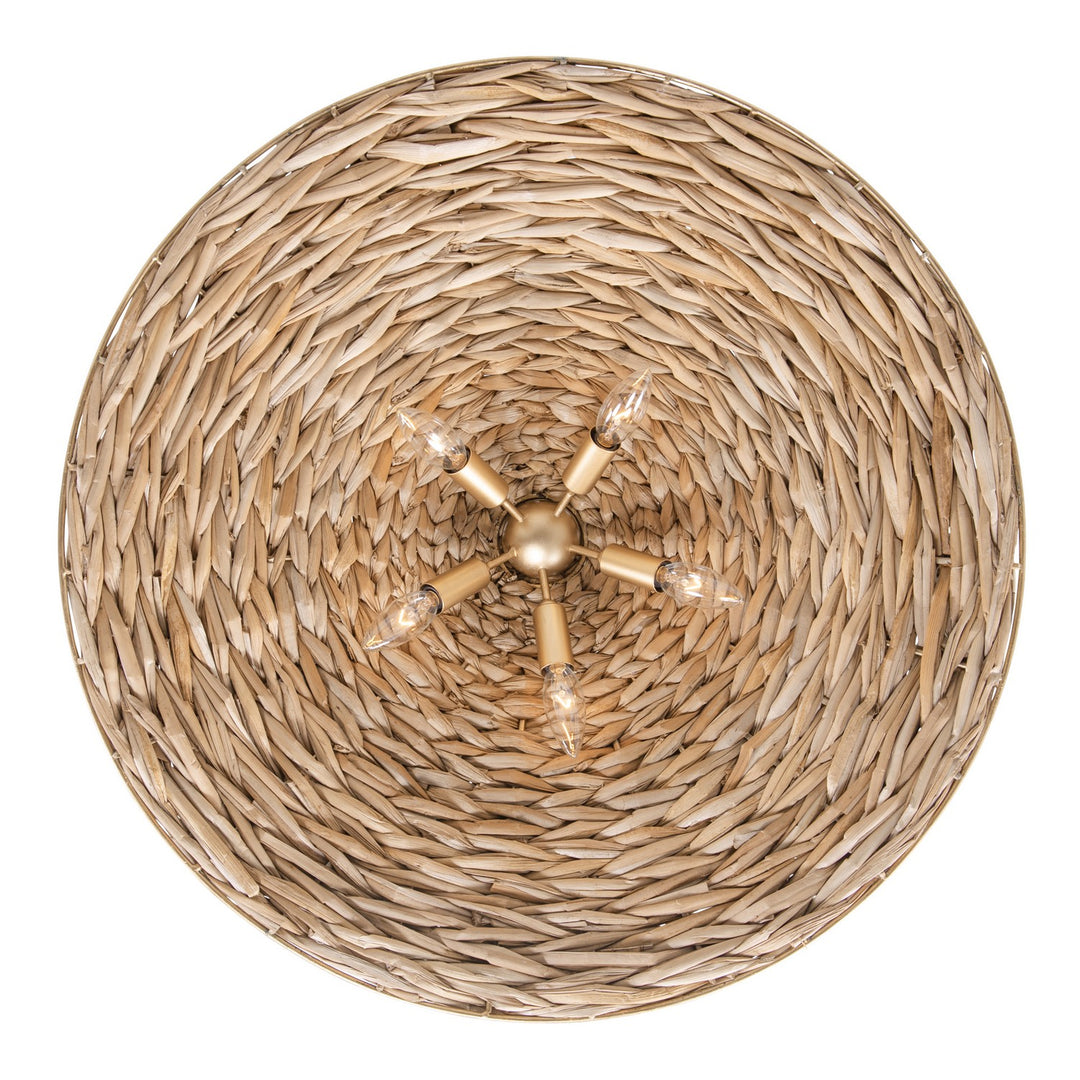 Varaluz - 502P05FGN - Five Light Pendant - Hilton Head - French Gold/Natural Seagrass