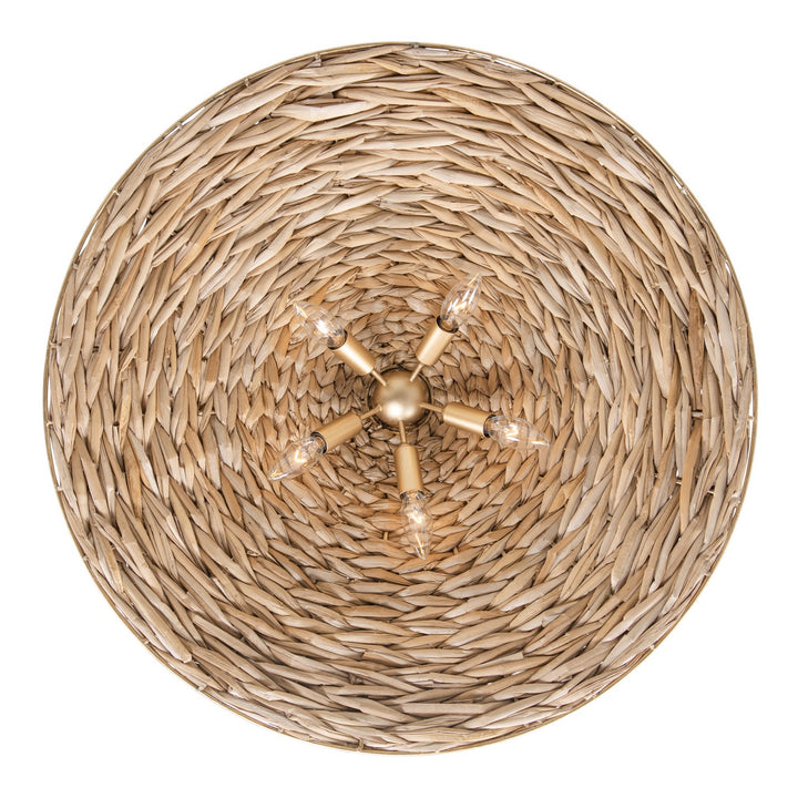 Varaluz - 502P05FGN - Five Light Pendant - Hilton Head - French Gold/Natural Seagrass