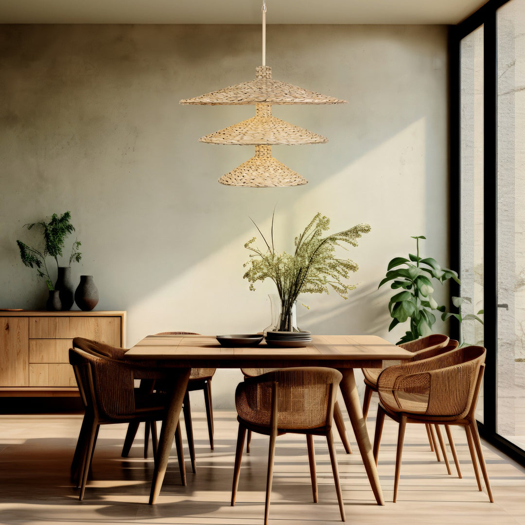 Varaluz - 502P15FGN - 15 Light Pendant - Hilton Head - French Gold/Natural Seagrass
