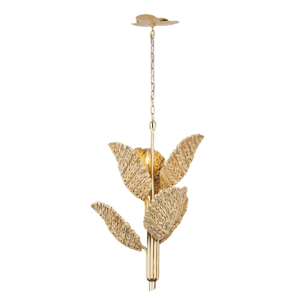 Varaluz - 901C06FGN - Six Light Chandelier - Banana Leaf - French Gold/Natural Seagrass