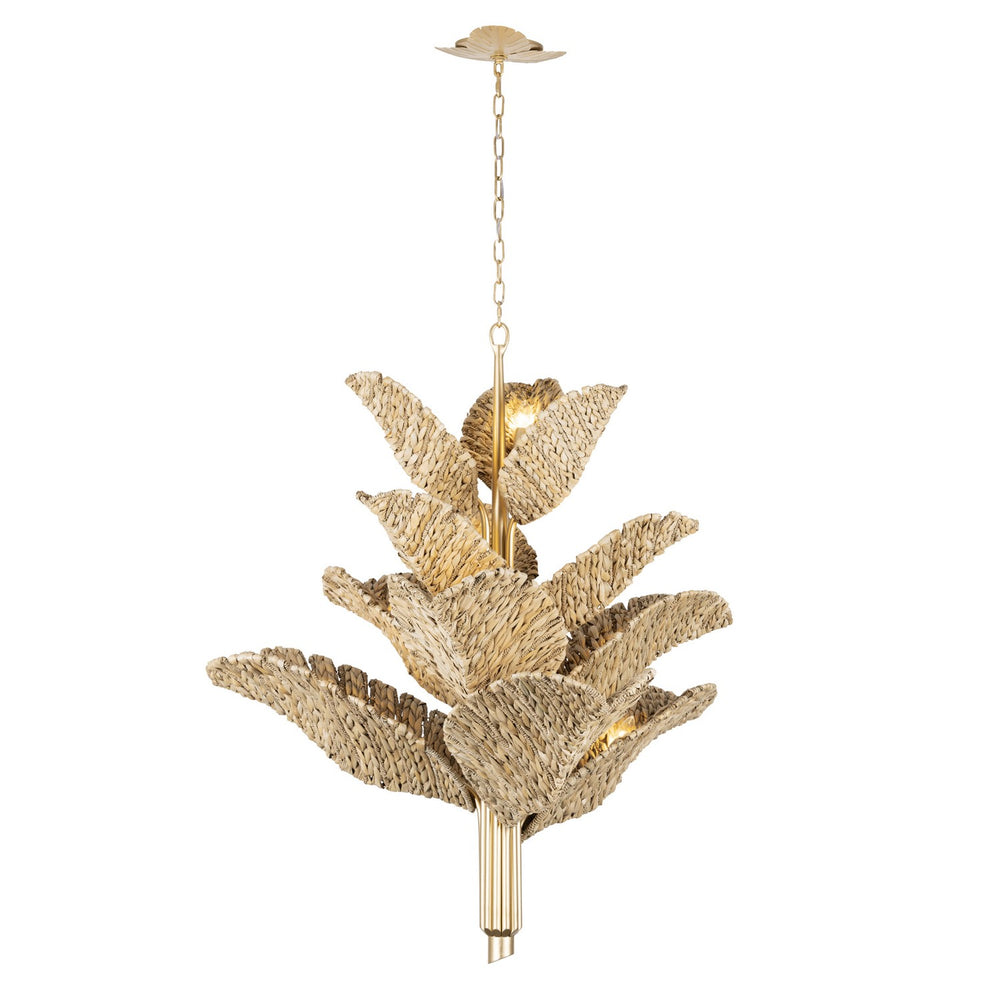 Varaluz - 901C12FGN - 12 Light Chandelier - Banana Leaf - French Gold/Natural Seagrass