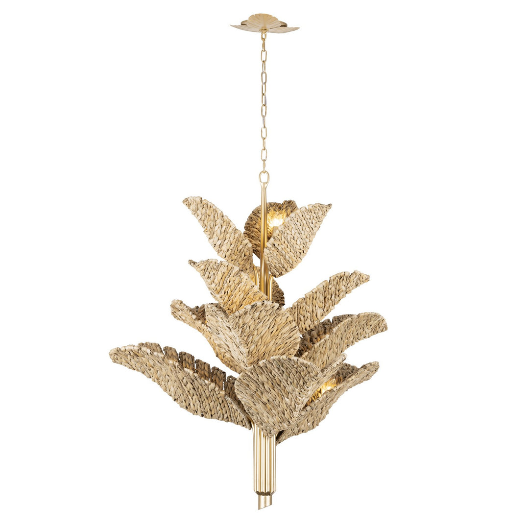 Varaluz - 901C12FGN - 12 Light Chandelier - Banana Leaf - French Gold/Natural Seagrass