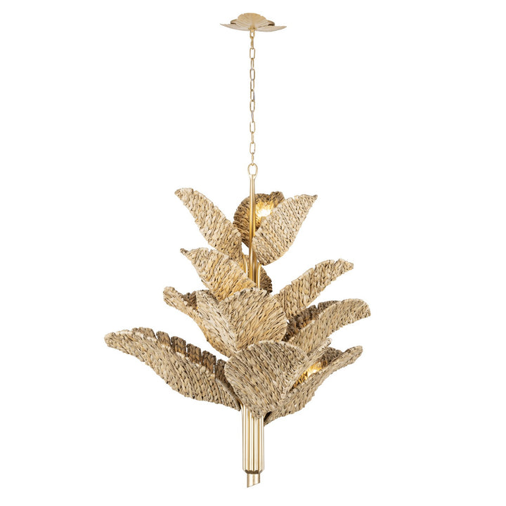 Varaluz - 901C12FGN - 12 Light Chandelier - Banana Leaf - French Gold/Natural Seagrass