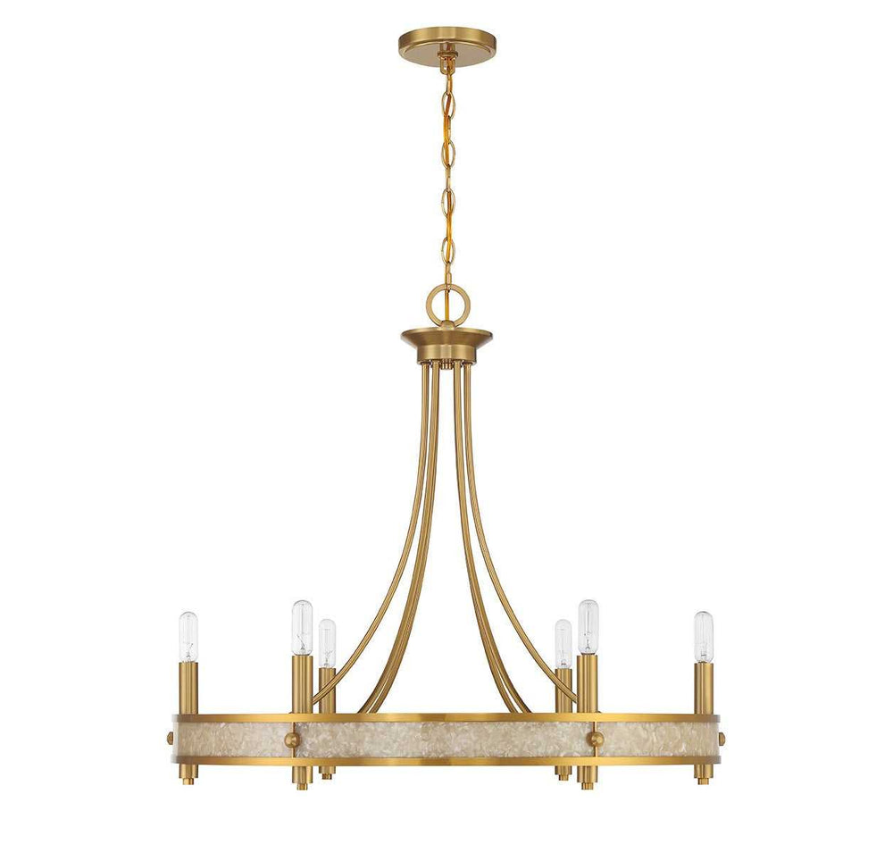 Camden Six Light Chandelier in Warm Brass Savoy House