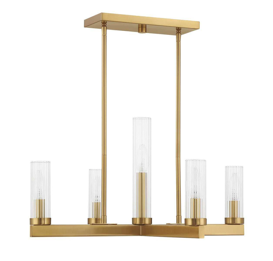 Carina Five Light Chandelier in Warm Brass Savoy House